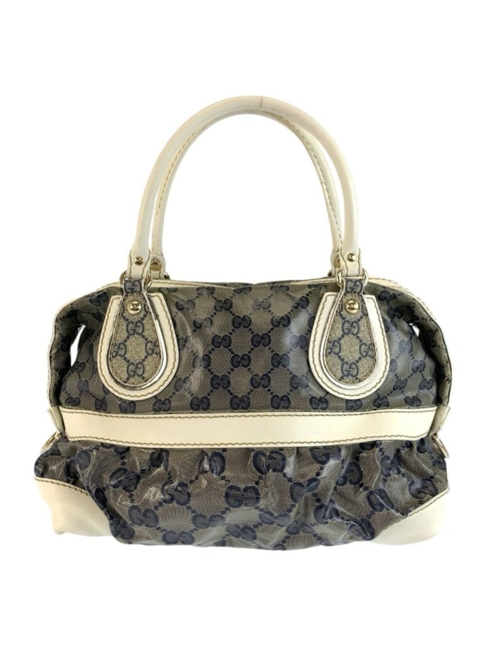 Gucci GG Crystal Gray Navy White Mini Boston Bag